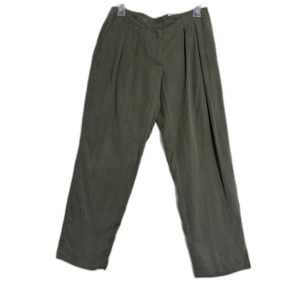 Chico's‎ Ultimate Fit Pleated Skimmer Trousers Womens 2 Green Slimming Cropped